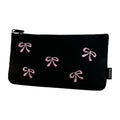 Funny Canvas Cute Embroidered Bag Bowknot Square Shape Stationery Bag Lovely Print Storage Bag Oasis Select black