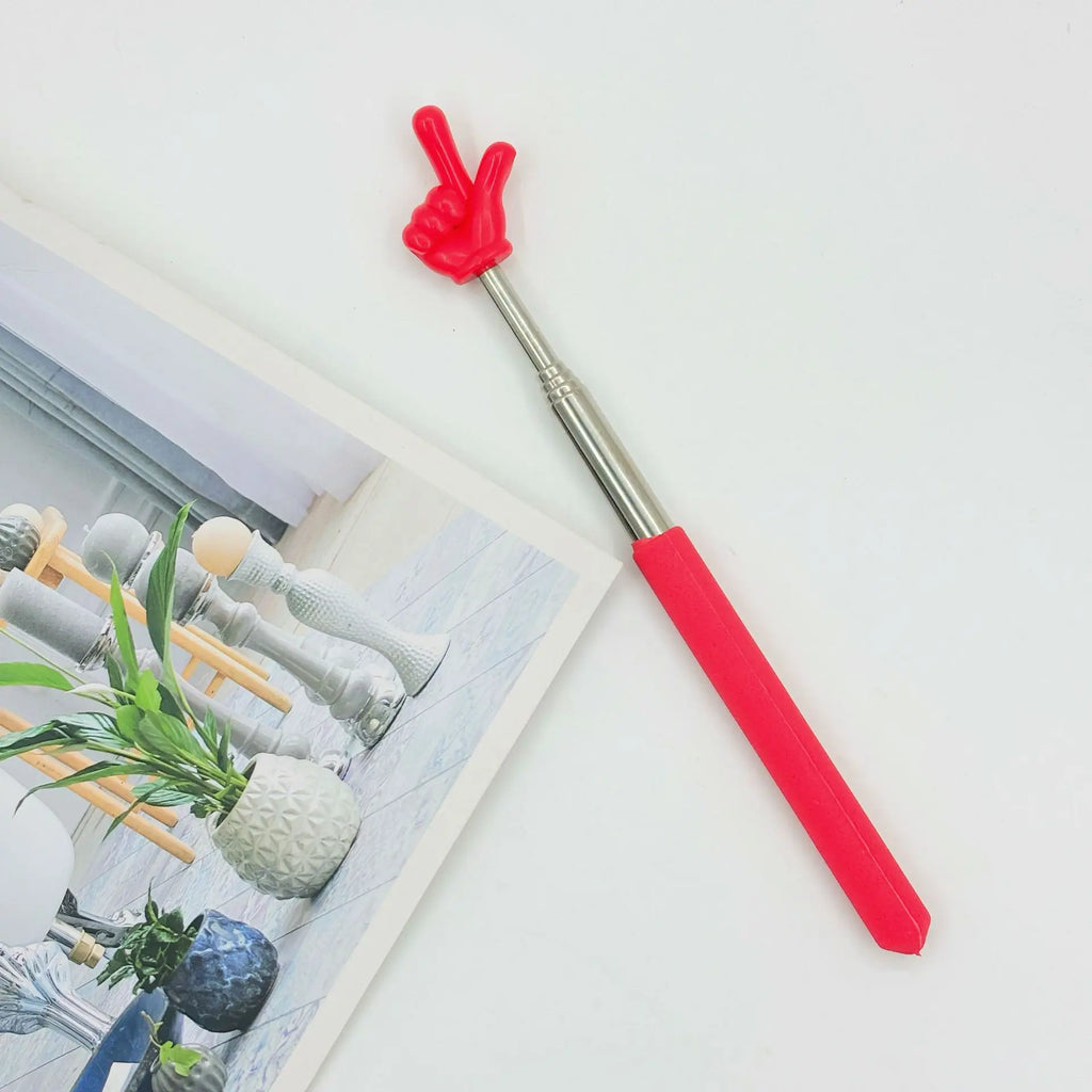 Retractable Teacher Pointer Finger Design StainlessSteel Telescopic School Teaching Pointer Stick Teacher Supplies For Classroom Oasis Select Red