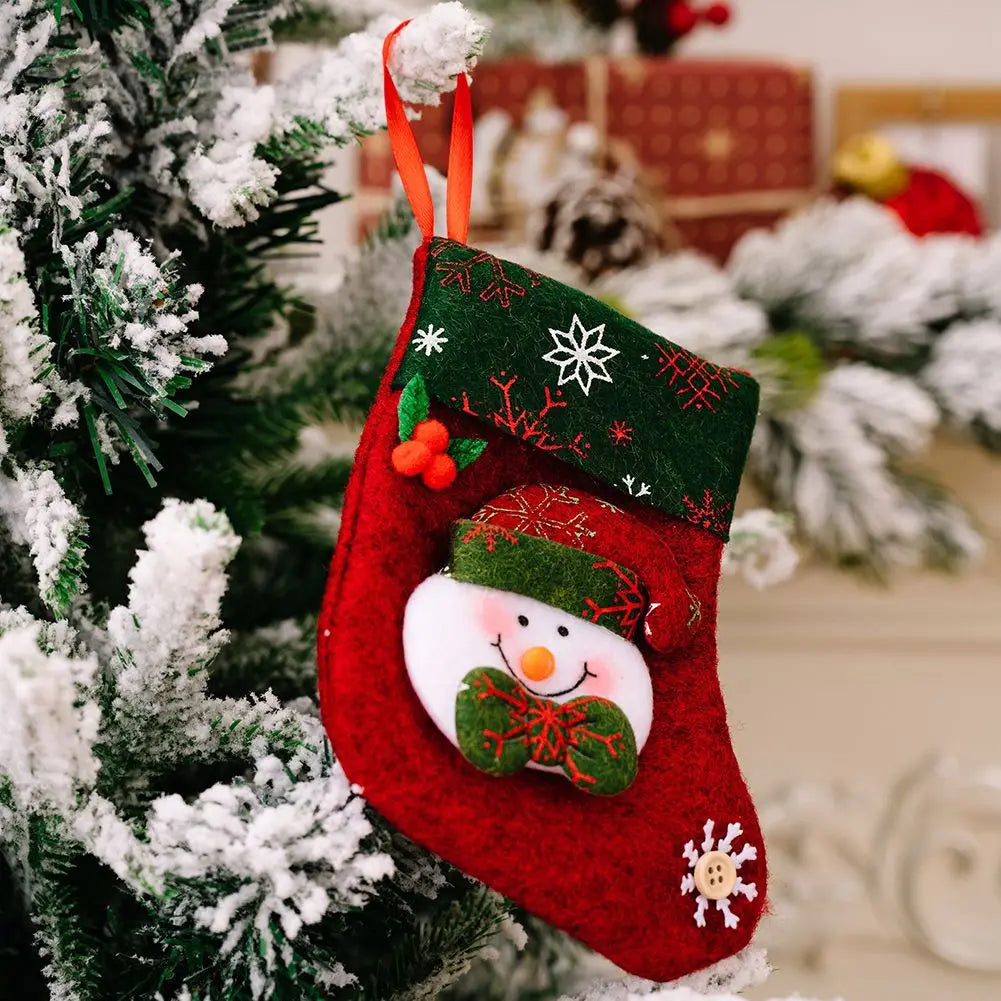 Parts Christmas Stocking Accessory Ornament Santa Snowman Socks Xmas Tree Bag Fabric Hanging Mini High Quality Oasis Select Snowman China Mainland Fabric