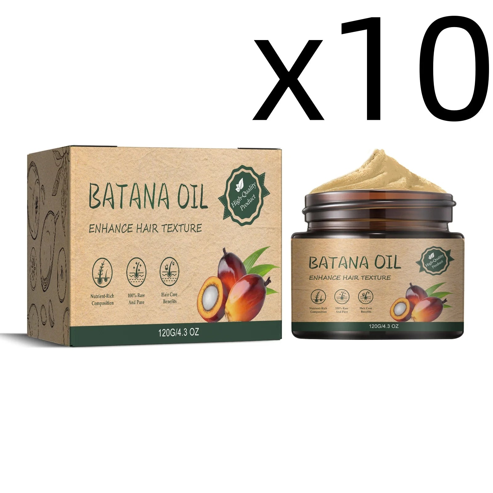 Batana Oil Hair Cream – Deep Repair, Moisturize & Frizz Control Hair Treatment Cream Oasis Select 120g Boxed X 10PCS