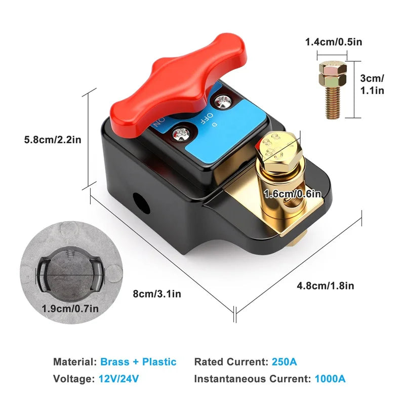 12-24V Car Disconnect Switch Agricultural Vehicle High Power Cut-Off Switch Quick Cut-Off Switch Protector Kill Switches Oasis Select