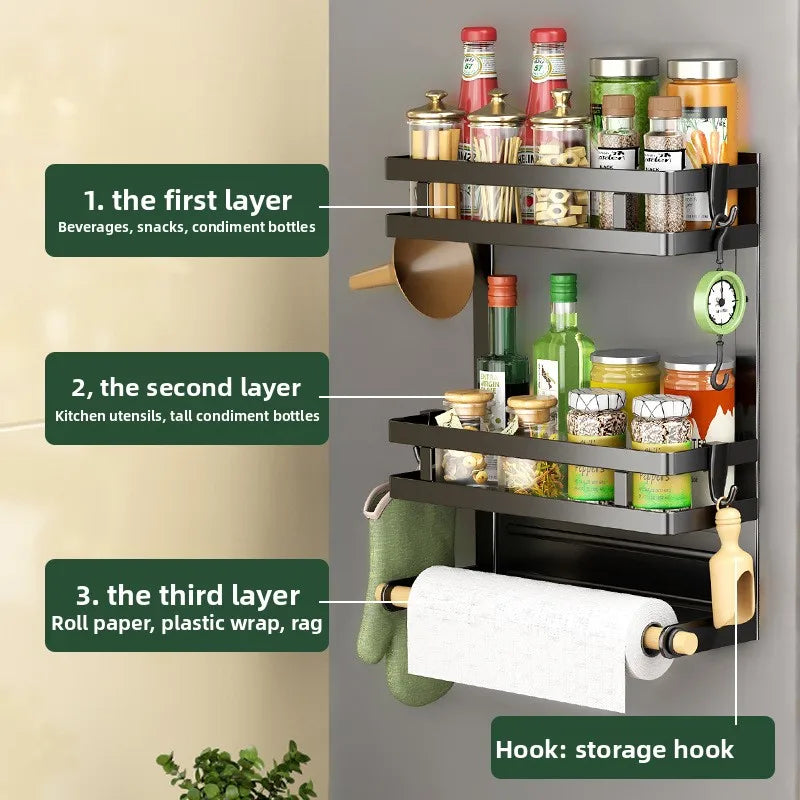 Non-marking installation, no punching, kitchen side storage, plastic wrap hanger, refrigerator rack, towel rack Oasis Select