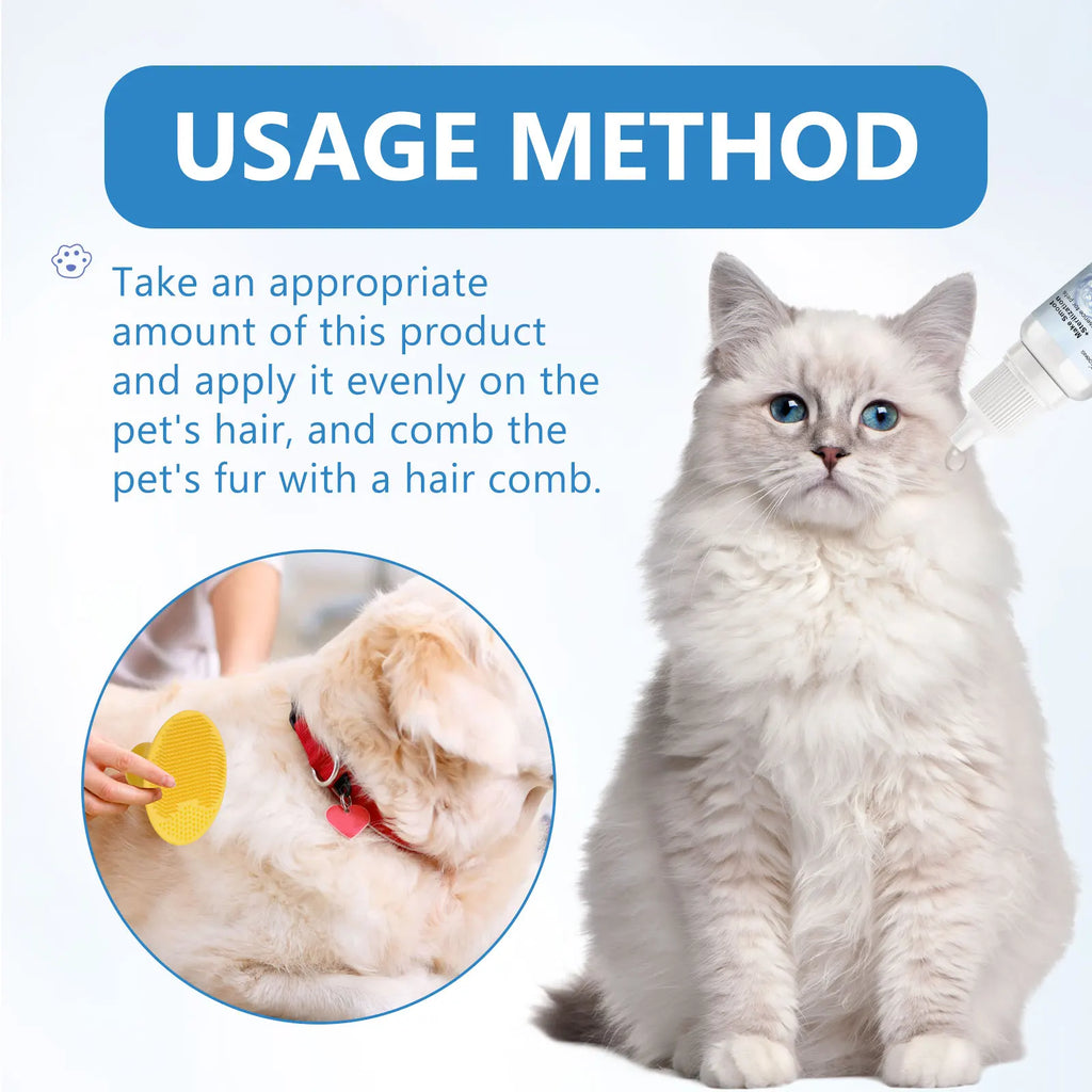 Pet Wash-Free Essence 20ml Sterilization & Odor Remover Waterless Cleaning Serum Softens Fur and Adds Shine Long Lasting Fresh Oasis Select