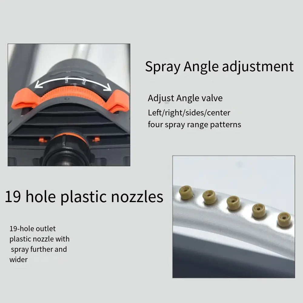 Automatic Lawn Swing Sprinkler Oscillating with 19 Nozzle Agriculture Watering System Aluminum Tube Adjustable Oasis Select