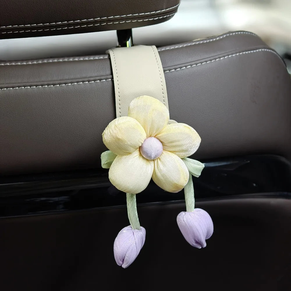 Tulip Flower Car Back Seat Hook | Decorative Leather Hanger