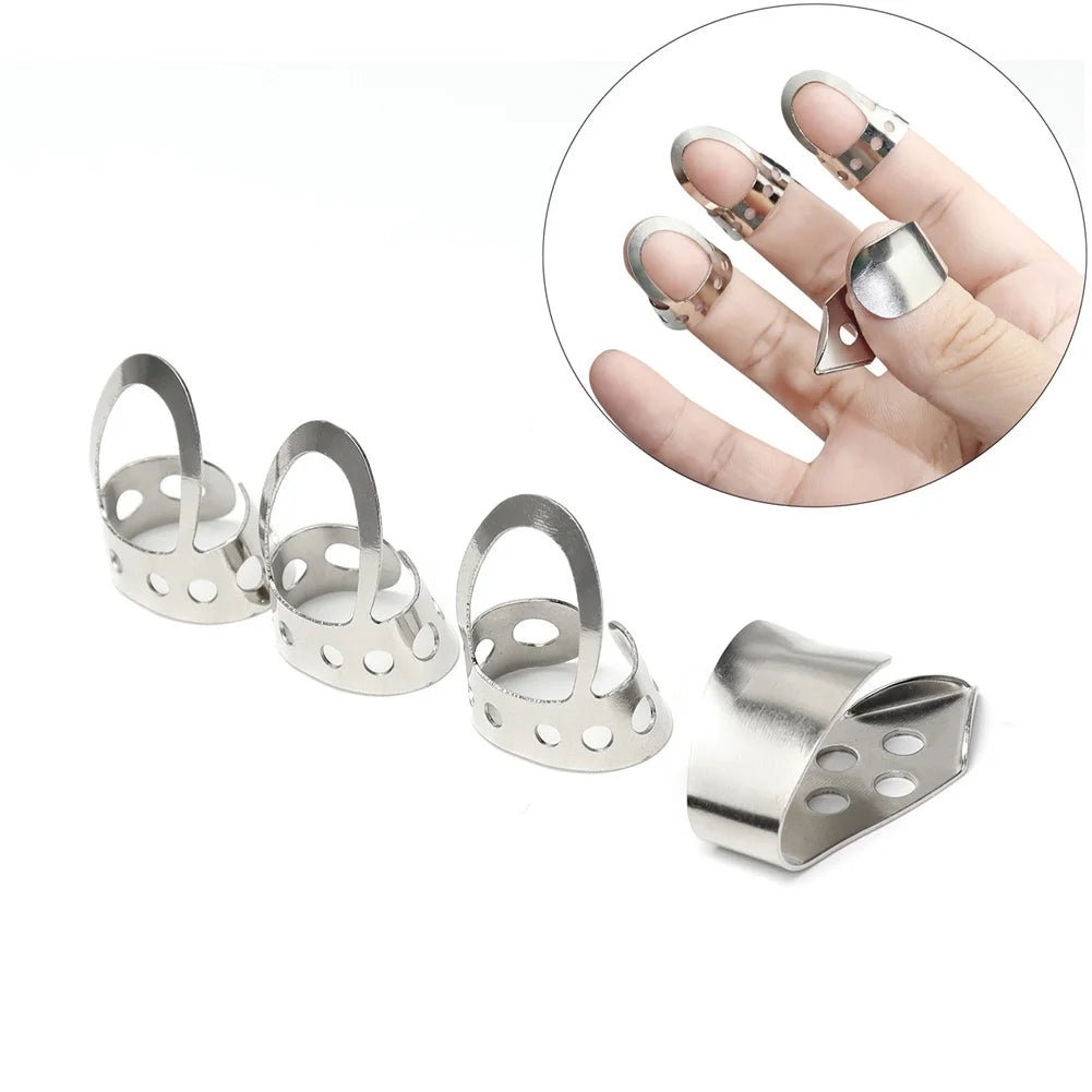 4pcs Finger Picks Tone Deaf Music Metal Fingerstyle Picks Guitar Pick For Banjo Dobro Resonator Acoustic Guitar Accessories Oasis Select