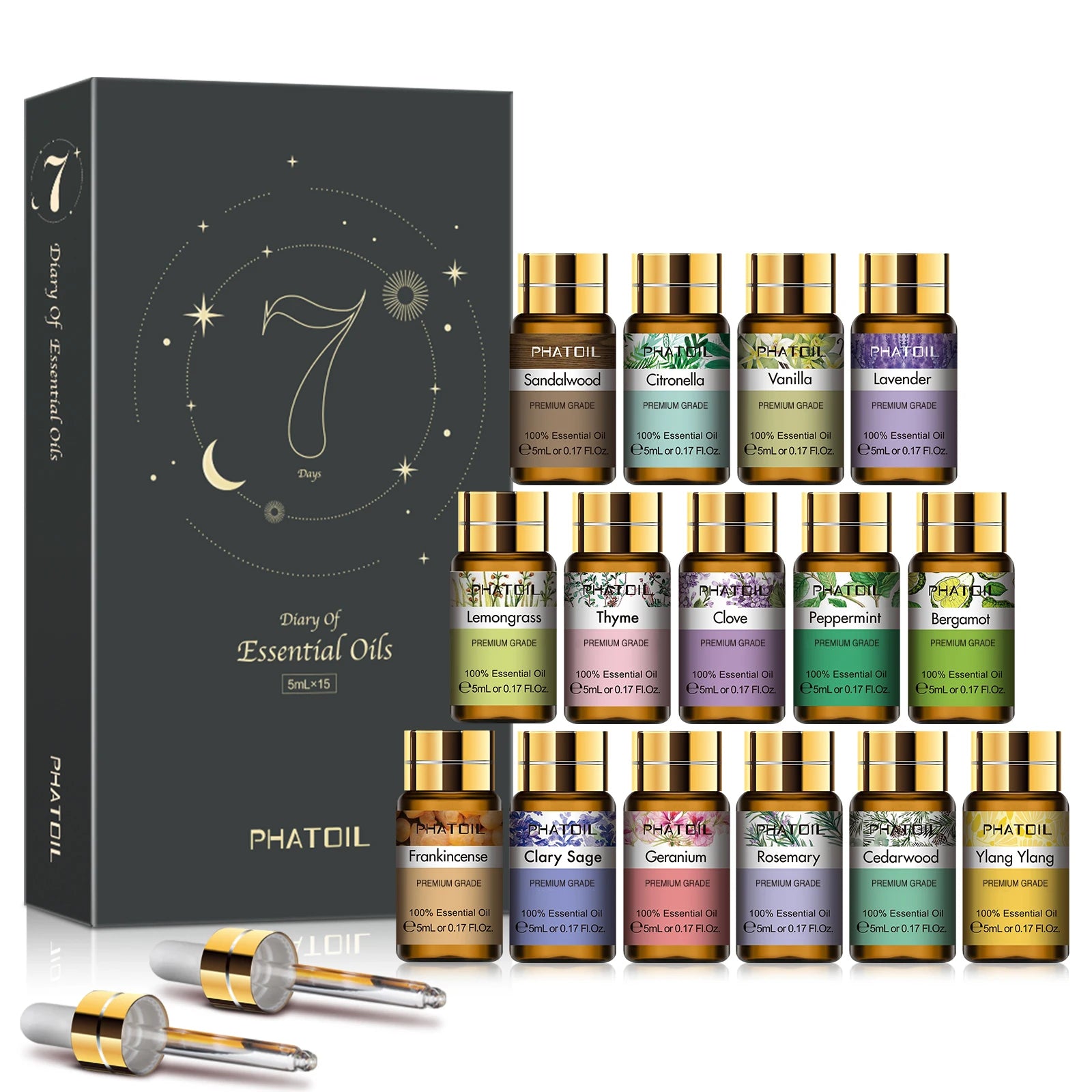 PHATOIL 15-Piece Pure Essential Oils Set – Aromatherapy Gift