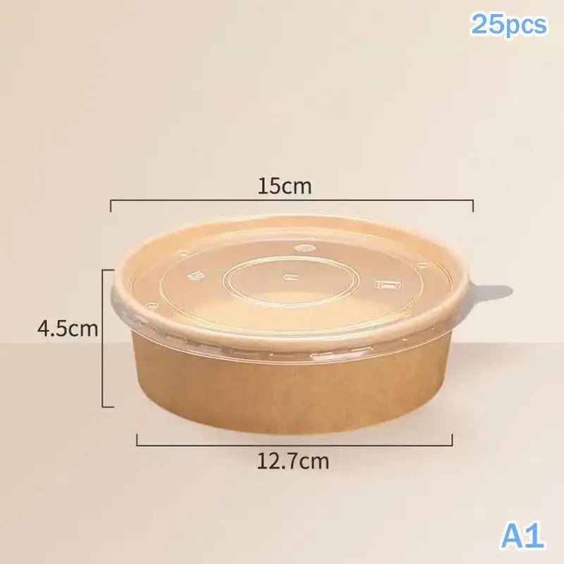 25pcs Kraft Paper Bowls Cups Fruit Salad Bowl Kraft Containers Salad Food Prep Kraft Box Cream Ice Snack Storage 500/750/1000ml Oasis Select A1