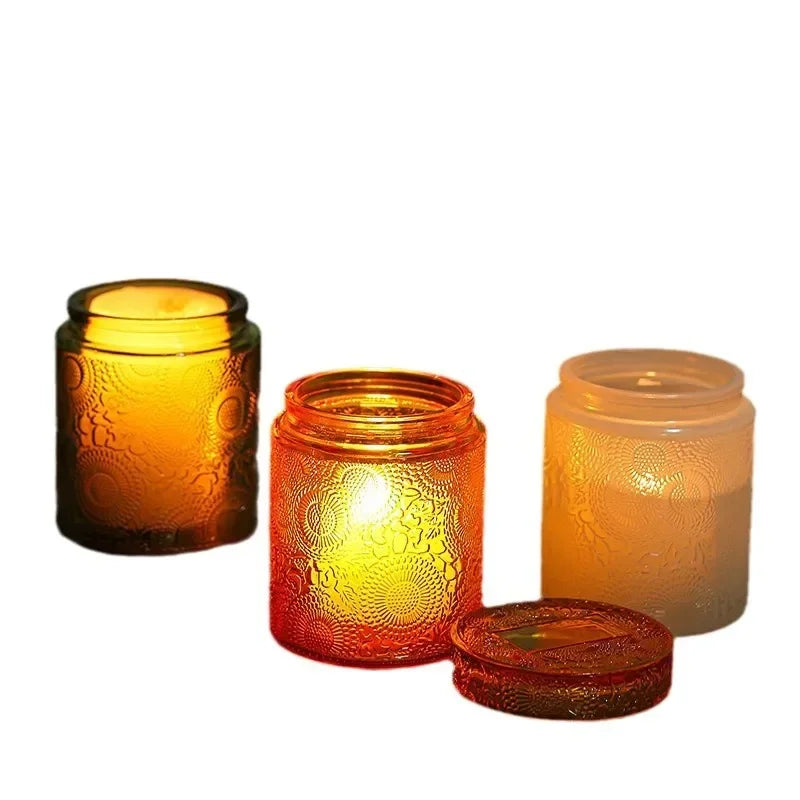Glass Storage Jar with Lid Candle Empty Cup Storage Container Home Decoration Diy Candle Storage Box Living Room Decoration Oasis Select