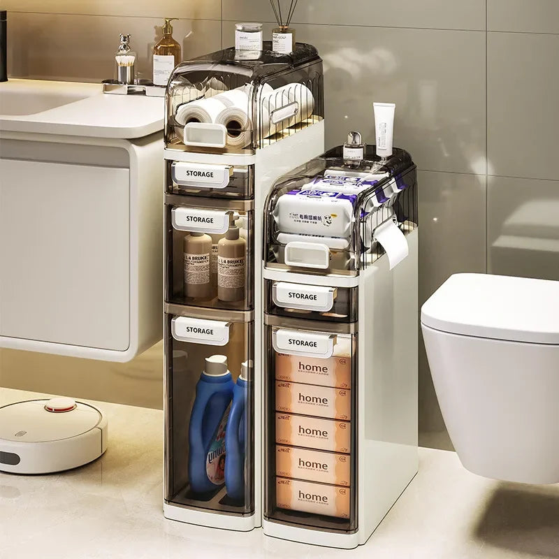 Multi-functional 18Cm narrow size crevice storage cabinet drawer kitchen crevice multi-layer bathroom narrow locker rack Oasis Select