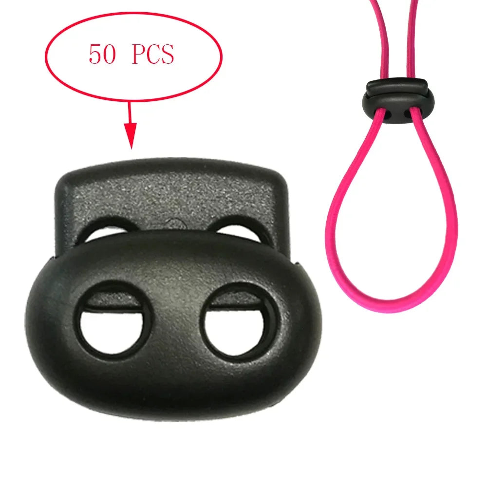 50/20PC 5mm Hole Spring Cord Locks Plastic Toggle Stopper Sliders Adjuster Fastener Clip For DIY bungee rope Drawstring Shoelace Oasis Select 50 pieces