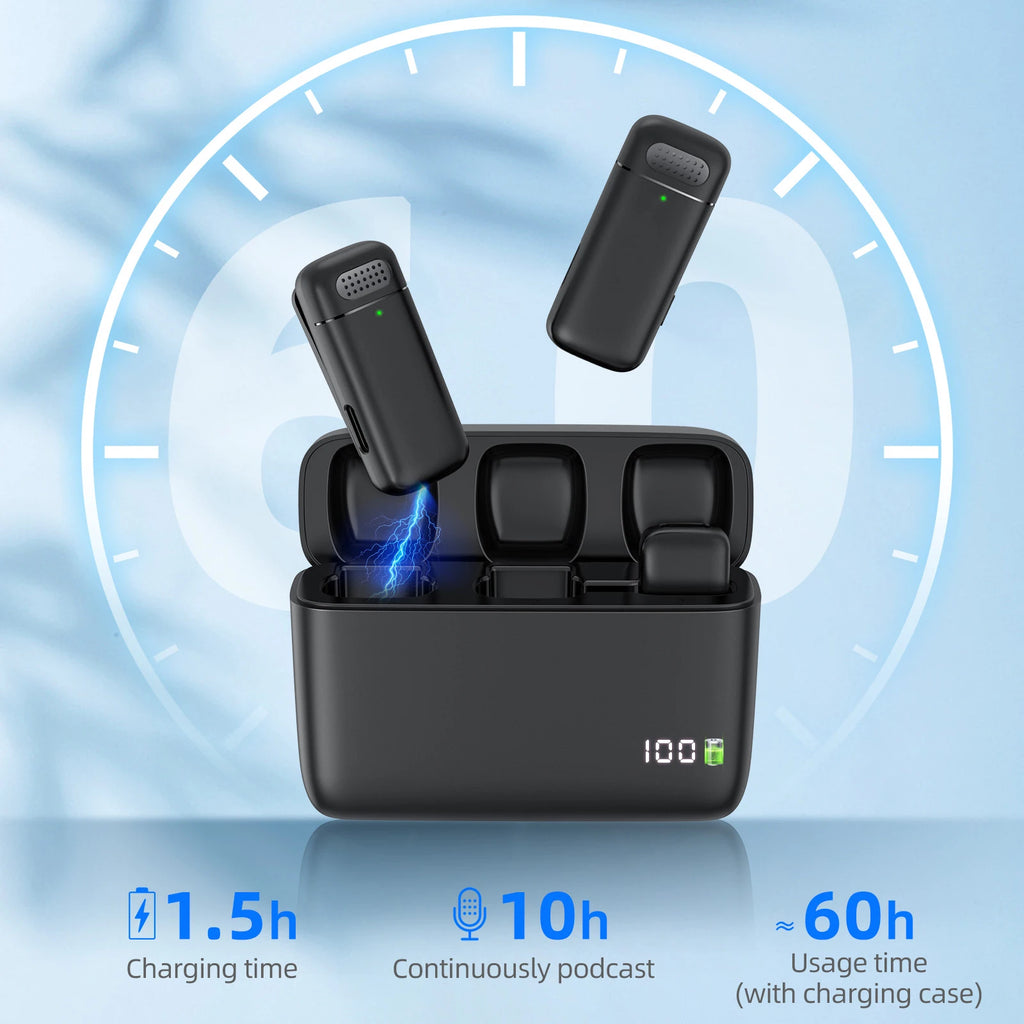 K30 Wireless Lavalier Microphone Charging Case Mic Portable Audio Video Recording for iPhone Android Notebook Live Gaming Mic Oasis Select