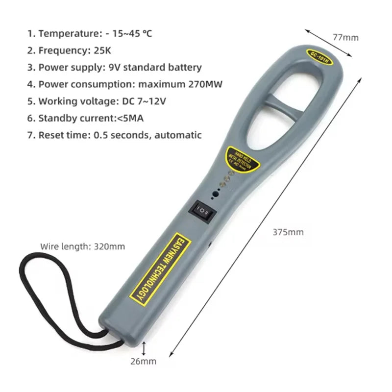 Handheld Metal Detector GC-101H Security Check Bounty Instrument Scanner Finder for Nail Woodworking without Batte Oasis Select