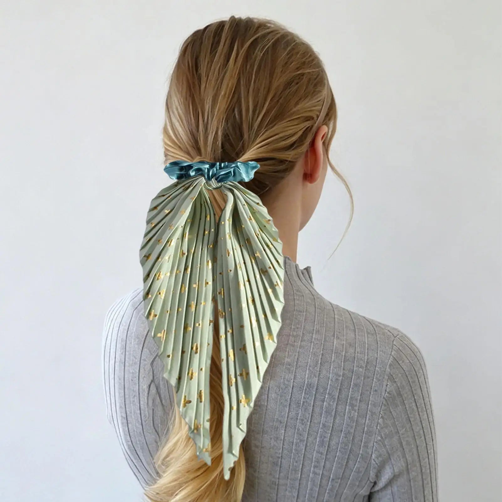 1PC Flower Print Bow Satin Long Ribbon Ponytail Scarf Tie Scrunchies Women Girls Elastic Bands French Headdres Hair Accessories Oasis Select