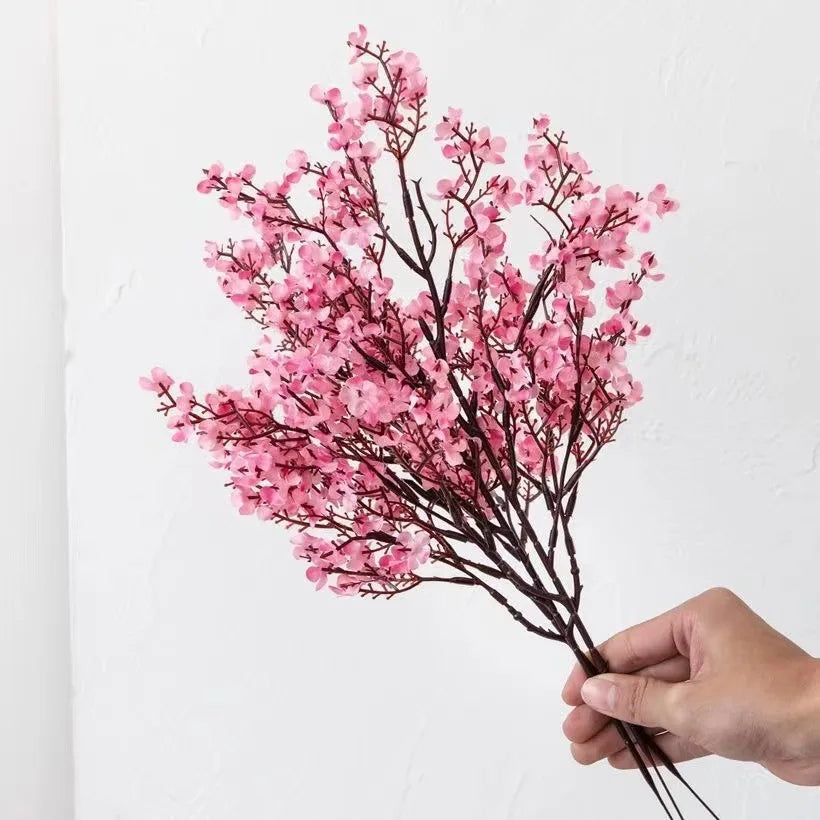 Cherry Blossoms Artificial Flowers Gypsophila Fake Flowers DIY Wedding Home Vase Decoration Faux Flowers Branch Oasis Select