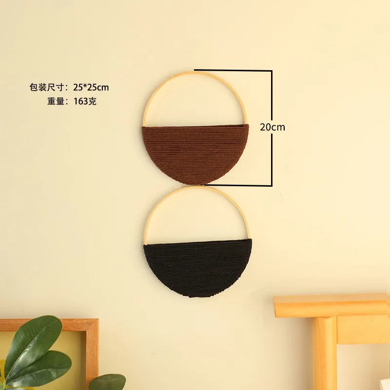 Ins Bohemian Style Double Circular Shelving Wall Decoration Pure Hand-woven Wall Hanging Room Decor Aesthetic Oasis Select 2pcs-set 1415