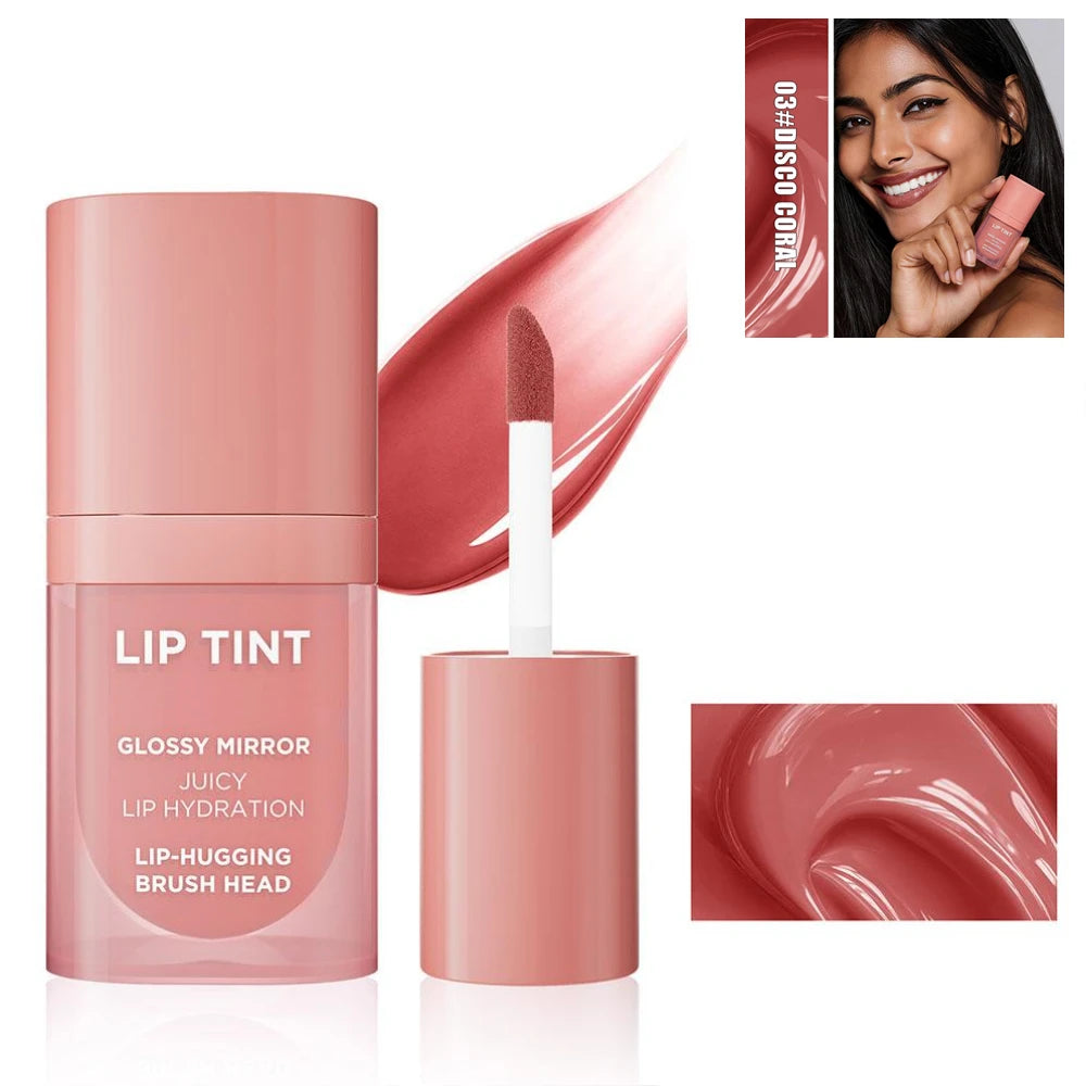 6 Colors Glossy Mirror Juicy Lip Tint Waterproof Non-stick Cup Long Lasting Moisturizing Lipstick High Shiny Lip Gloss Cosmetics Oasis Select DISCO CORAL