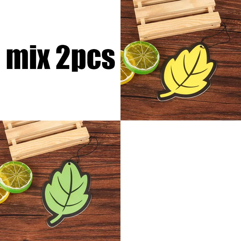 1/2/3/4Pcs Car Air Freshener Natural Scented Tea Paper Auto Hanging Vanilla Perfume Fragrance Leaf Shape Car Interior Oasis Select 2pcs-mix