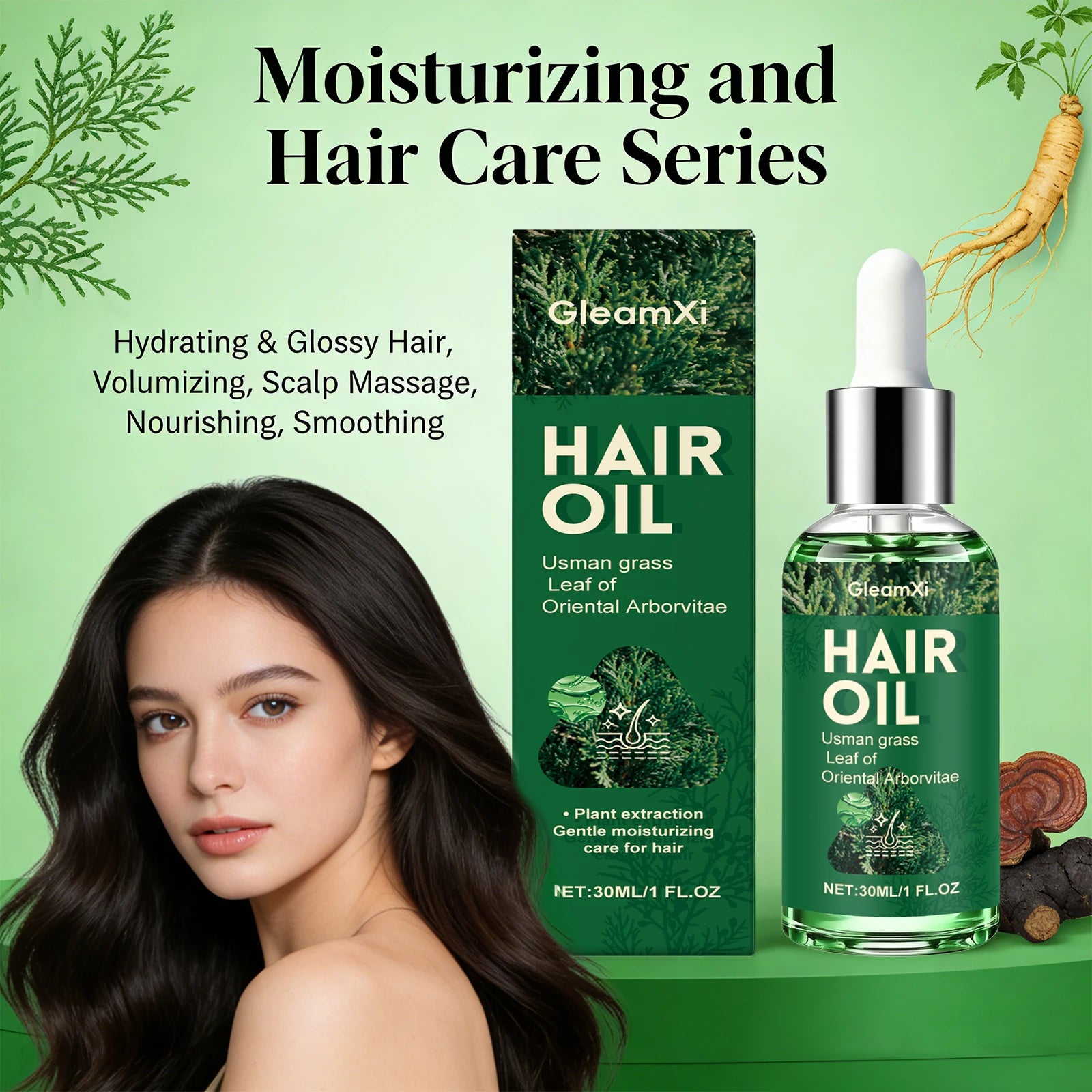 Usman Grass Leaf Hair Oil for Oil Control and Itch Relief Fluffy Hair Shampoo Soap Nourishing Scalp Moisturizing Fresh Hair Mask Oasis Select