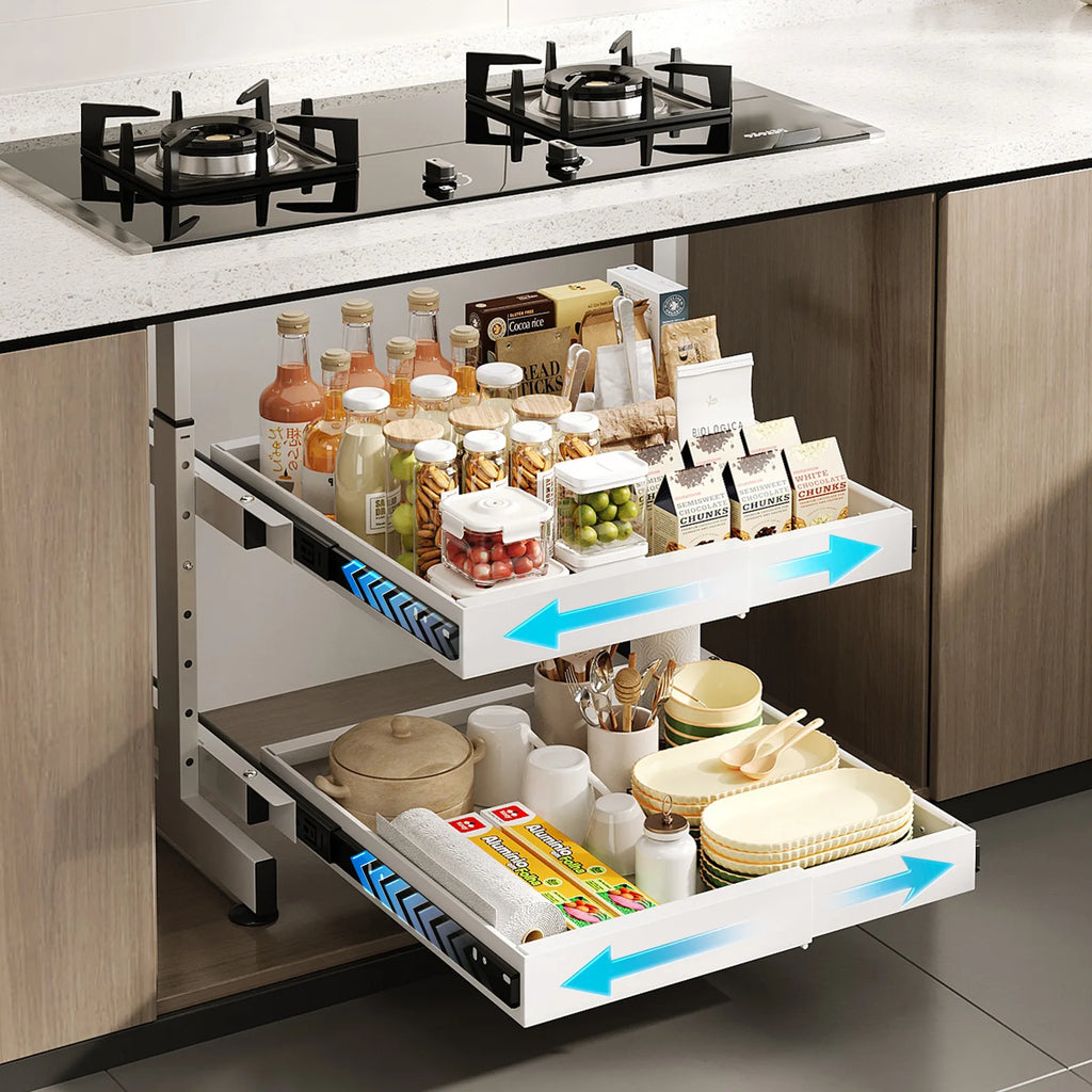 Dish seasoning storage rack under kitchen cabinet Non-punching and pulling bowl rack Retractable storage basket rack Oasis Select
