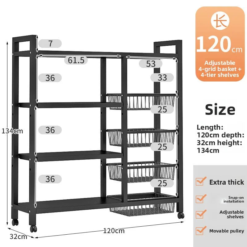 Kitchen storage rack Floor-to-ceiling multi-layer household fruit and vegetable basket storage rack Multifunctional storage rack Oasis Select 120 32 134