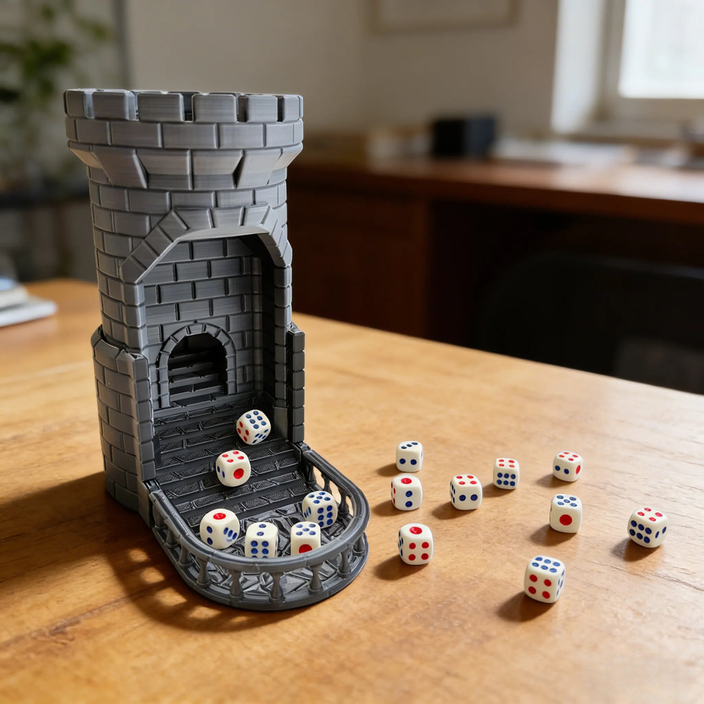 Creative 3D Printed Auto Reset Dice Roller Portable Dice Cup Tabletop Board Game Accessories Party Family Entertainment Oasis Select