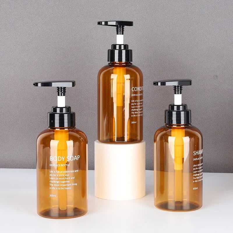 Shampoo Conditioner Body Wash Dispenser Set, Printed Letters Bathroom Soap Bottle Dispenser, Shower Pump Shampoo Dispenser Oasis Select