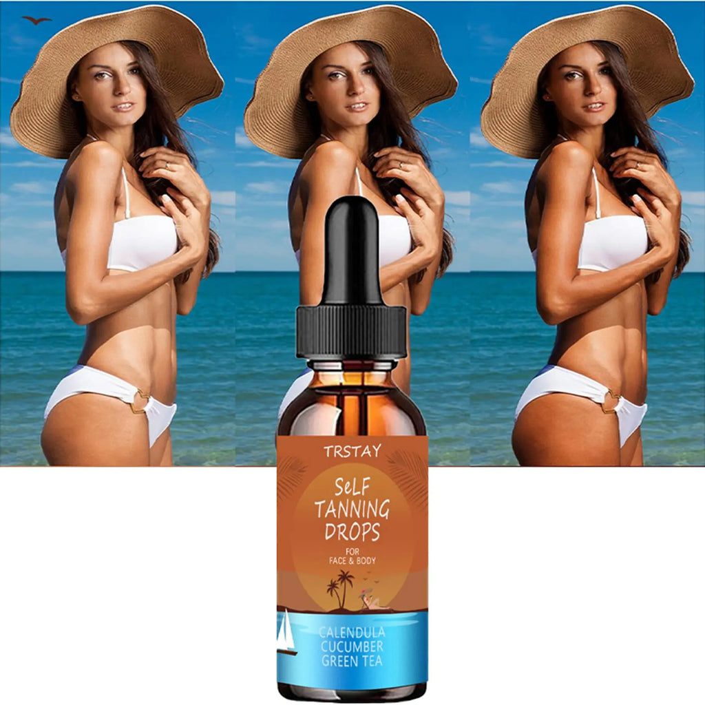 TRSTAY TANNING DROPS suitable for face and body cucumber green tea with calendula Oasis Select