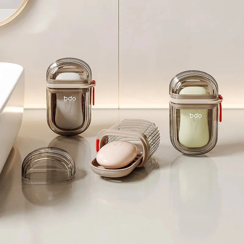 Portable Waterproof Travel Soap Box with Drainage Rack