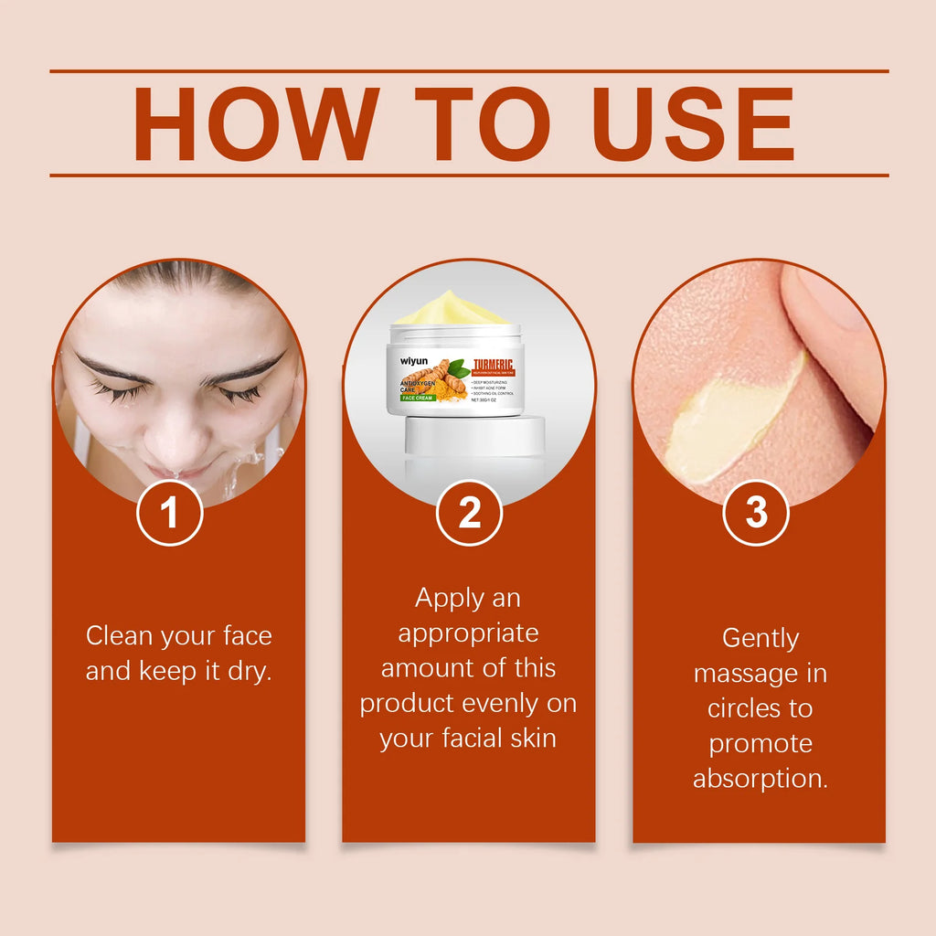 WIYUN Turmeric Face Cream – Brightening Freckle & Acne Repair Brightening Face Cream Oasis Select