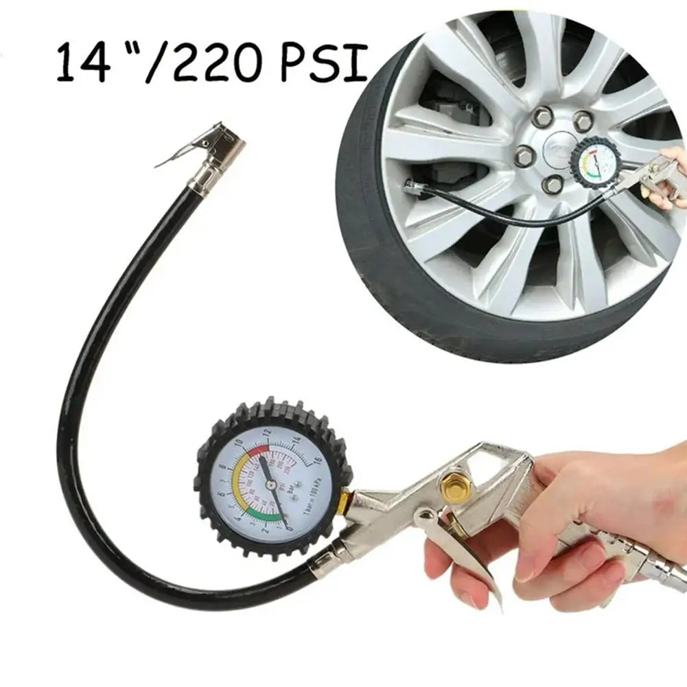 220Psi Auto Tire Pressure Gauge Pressure Gun Type For Air Compressor Car SUV Motorcycle Inflator Pump Tire Repair Tool Oasis Select