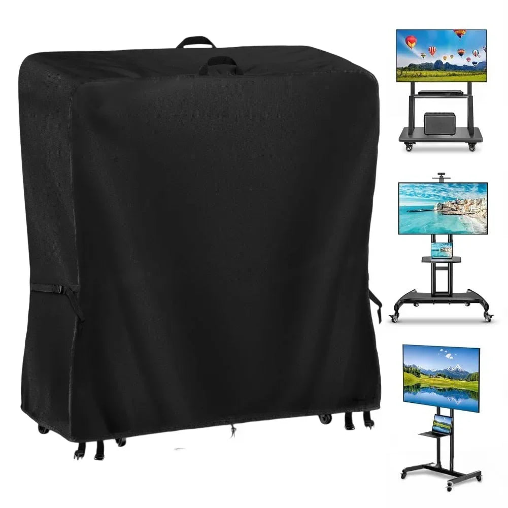 Outdoor TV Cart Cover Waterproof with Floor Stand Compatibility Heavy Duty Oxford Cloth Fabric Designed for Mobile TV Stands Oasis Select