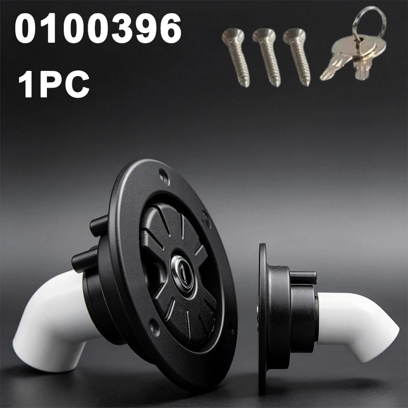 Exterior Hatch Black/White Round Gravity Water Inlet with Lock RV Accessories Caravan for RV Boat Camper Trailer Car Accessories Oasis Select black