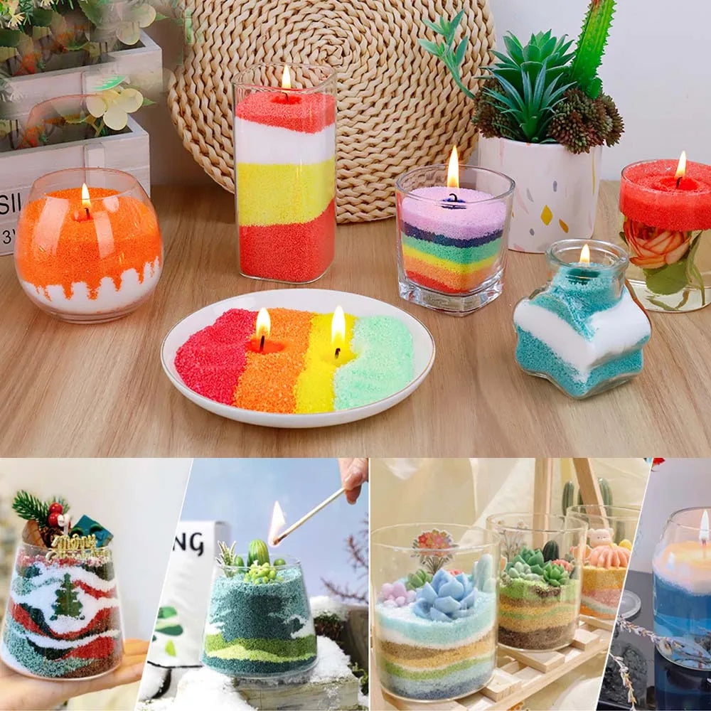20g 10 Colors/Bag DIY Pearl Candle Sand Kit with 20pcs Wicks for Crafting Weddings Parties Valentine’s Day Decor, Candle Making Oasis Select
