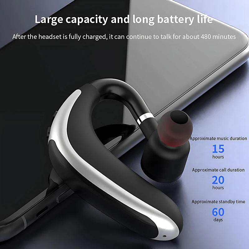 VAORLO Wireless Bluetooth Headset With HD MIC Earphone 180° Rotatio Left/Right Ear Universal For Business Sport Music Driver Car Oasis Select