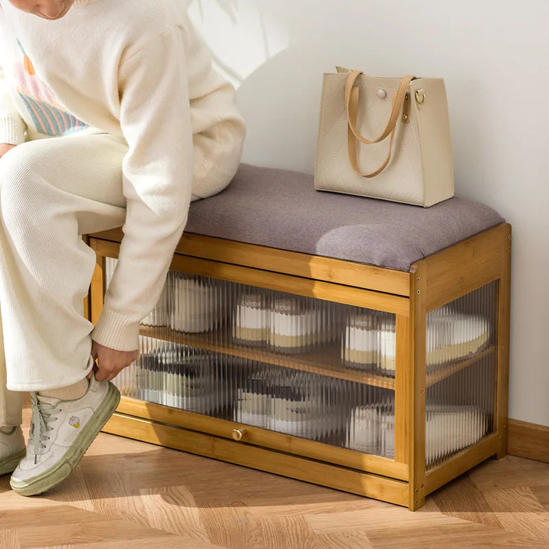 Shoe changing stool, door door household shoe cabinet can sit on the stool, enter the door, long stool Oasis Select