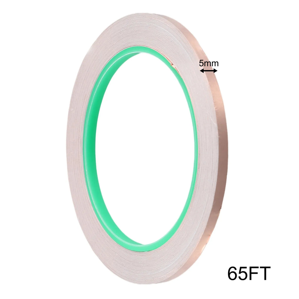 65FT Double Conductive Copper Foil Tape For EMI Shielding Conductive Tape Multipurpose Welding Electrical Repair Oasis Select 5mm