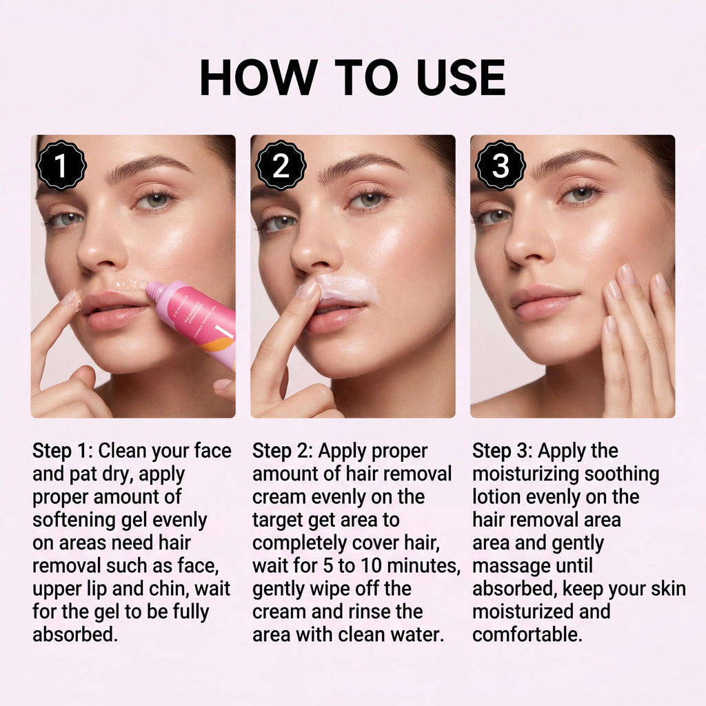 Painless Hair Removal Cream Kit For Face & Body Fast Acting Gentle Formula Soothe Redness Deep Hydrating Repair Depilatory Cream Oasis Select