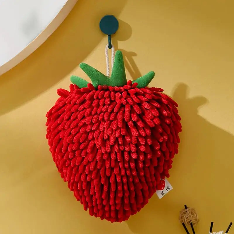 Banana & Strawberry Shaped Hand Towel Soft Absorbent Chenille Hanging Washcloth for Kitchen And Bathroom Oasis Select B