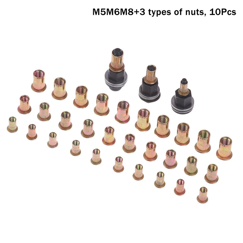 10pc Hand Rivet Nut Tool Set M3-12 Nut Heads Feature for DIY Jewelry Making And Crafting Oasis Select A3
