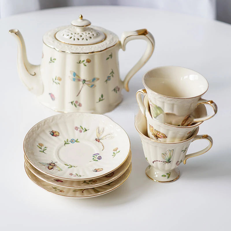 British European French Ceramic Coffee Cup And Dish Set Afternoon Teapot Dessert Teapot Coffee Mug Teacup Pot Kitchen Drinkware Oasis Select