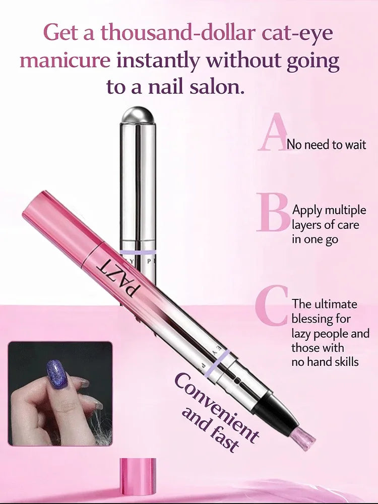 Nail Art Pen 2in1 Nail Care Magnetic Cat Eye Gel Polish Nail Art Kit Care Magnetic Beads Nude Ice Translucent Cat Eye Nail Pol Oasis Select