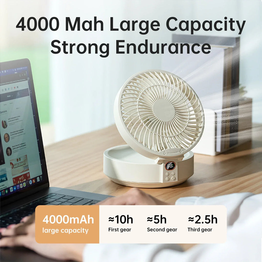 URGGU 4000mAh Rechargeable Fan – Remote, Wall Mount & Nightlight