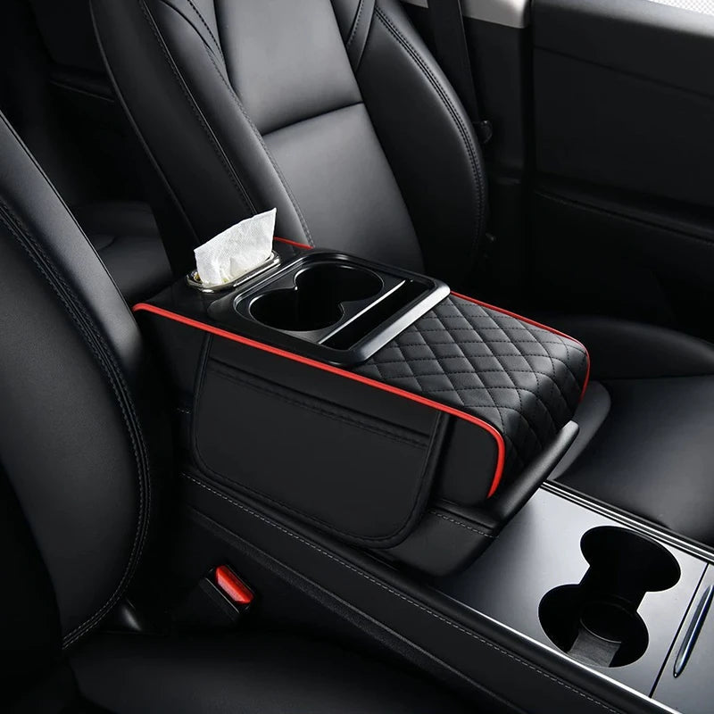 Car Armrest Storage Box, Car Center Console Organizer, Armrest Heightening Cushion With Cup Holder Armrest Storage Organizer Box Oasis Select 2 Black