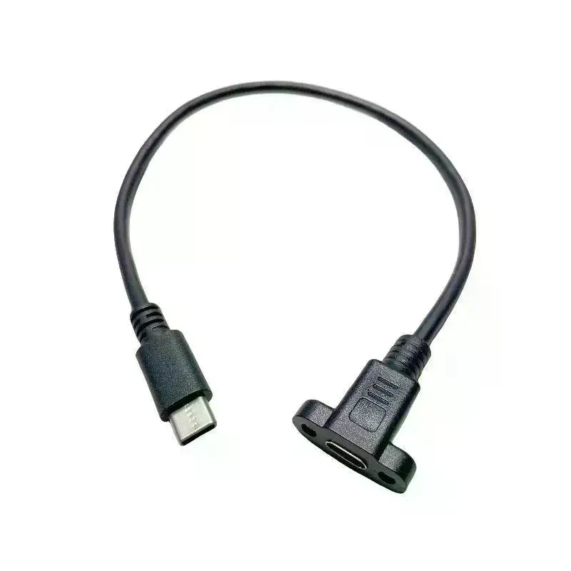 1Pcs Panel Mount Type-C USB-C Male To Female Extension Cable With Screw Hole Lock Connector Cable 0.3/0.5/1/1.5 Meters Oasis Select
