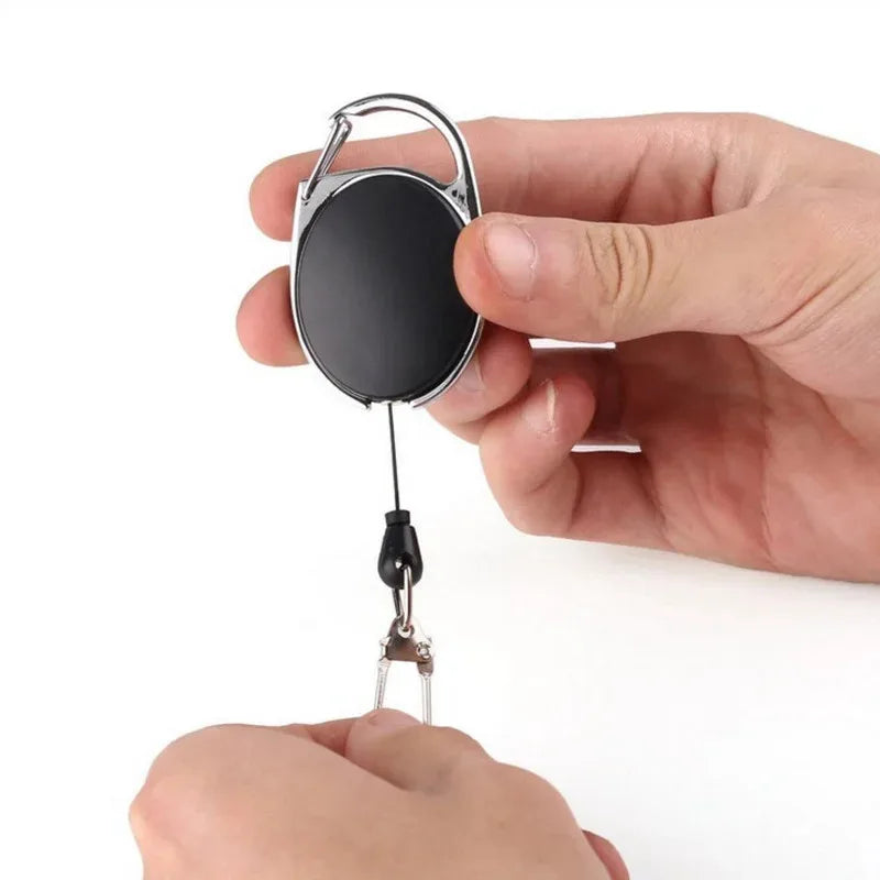 3-24pcs Retractable Keychain Badge Scroll ID Badge Holder Card Holder Backpack Lanyard Hiking Buckle Key Ring Retractable Tool Oasis Select