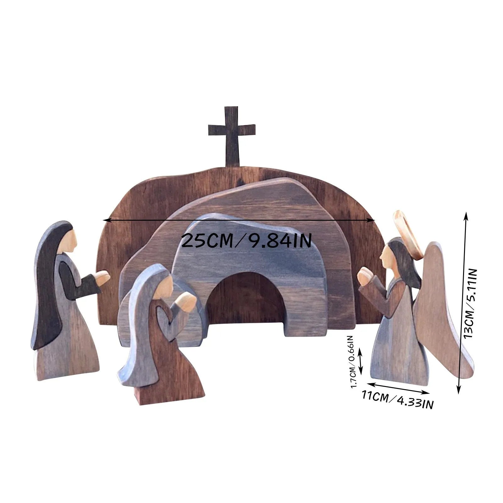 Easter Resurrection Scene Wooden Figurine – Risen Christ Decor Holiday Figurine Set Oasis Select A One Size