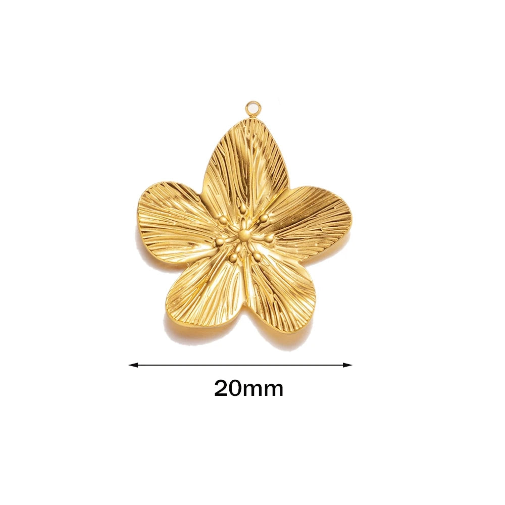 5pcs Large Stainless Steel Flower Charms Pendants Bulk for DIY Necklace Earring Bracelet Jewelry Crafts Making Accessories Oasis Select Gold 20mm
