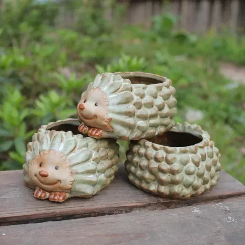 Cute Hedgehog Shaped Succulent Planter Cartoon Animal Plant Pot Mini Decorative Container for Indoor Balcony Desktop Decoration Oasis Select