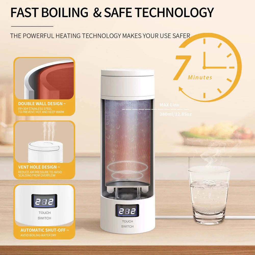 Portable Electric Kettle For Travel Stainless Steel Mini Kettle Electric Water Bottle Thermal Cup For Tea Coffee Boil Hot Water Oasis Select
